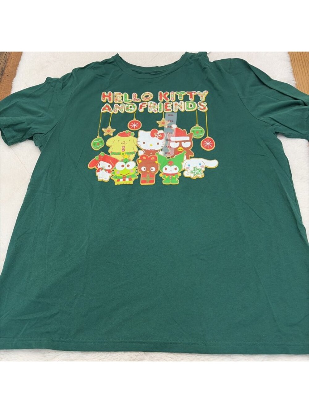 Hello Kitty Men’s NWT Tall Xxl Green Holiday Tee
